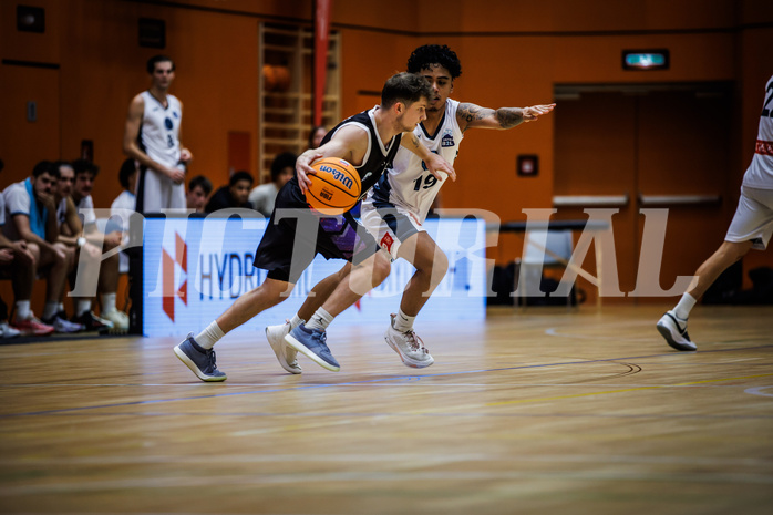 Basketball, Basketball Zweite Liga 2024/25, Grunddurchgang 3.Runde, Vienna Timberwolves, Vienna United, David Wrumnig (6), Dean-Leon Cantor (19)
