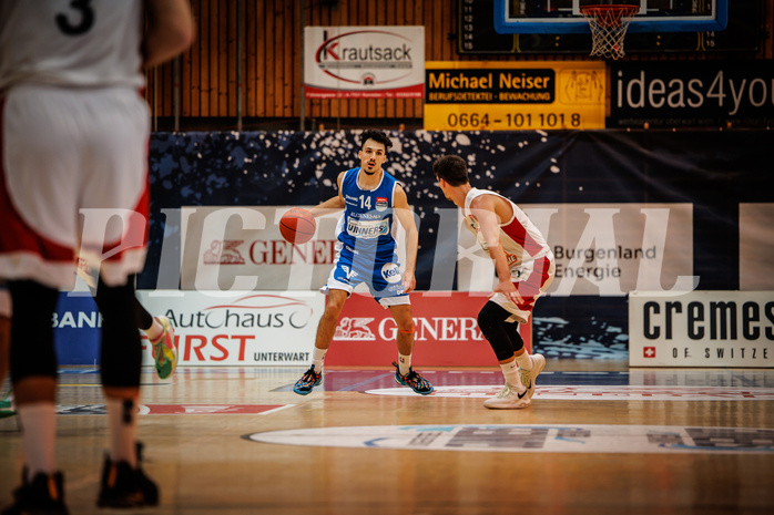 Basketball, win2day Basketball Superliga 2022/23, Grunddurchgang Runde 4, Oberwart Gunners, BC Vienna, Derek Hanes (14)