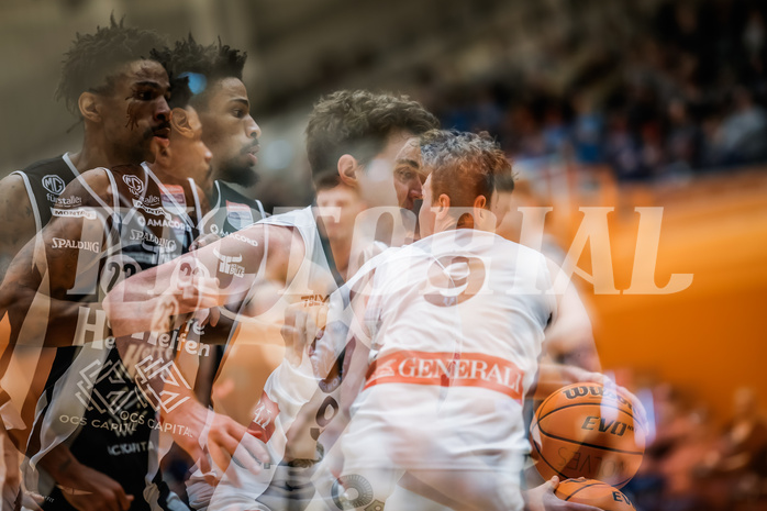 Basketball, Win2Day Superliga 2023/24, Grunddurchgang 21.Runde, Vienna Timberwolves, Kapfenberg Bulls, Urald King (23), Philipp D'Angelo (9)