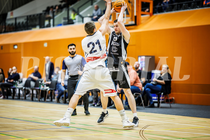 Basketball, Win2Day Superliga 2023/24, Grunddurchgang 21.Runde, Vienna Timberwolves, Kapfenberg Bulls, Moritz Lanegger (21), Noah Baumann (4)