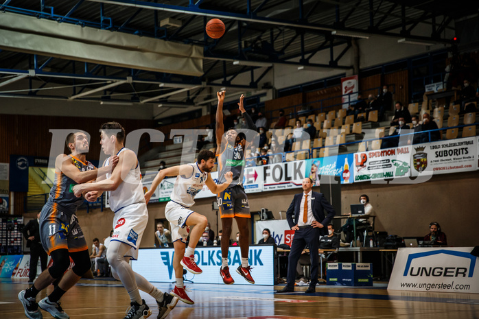 Basketball, bet-at-home Basketball Superliga 2021/22, Grunddurchgang Runde 16, Oberwart Gunners, Klosterneuburg Dukes, James Murray-Boyles (30)