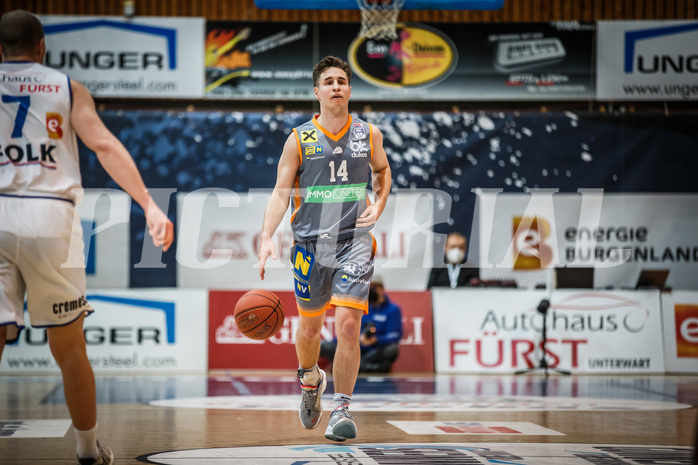 Basketball, bet-at-home Basketball Superliga 2021/22, Grunddurchgang Runde 16, Oberwart Gunners, Klosterneuburg Dukes, Valentin Bauer (14)