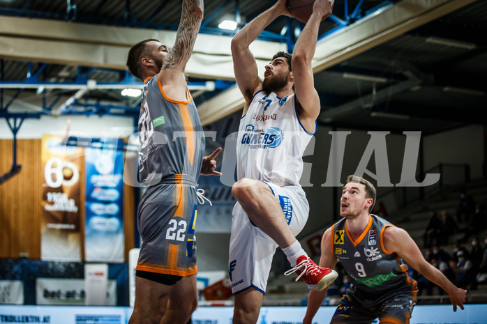 Basketball, bet-at-home Basketball Superliga 2021/22, Grunddurchgang Runde 16, Oberwart Gunners, Klosterneuburg Dukes, Ioannis Chatzinikolas (11)