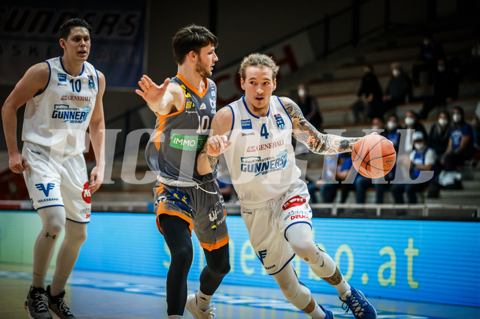 Basketball, bet-at-home Basketball Superliga 2021/22, Grunddurchgang Runde 16, Oberwart Gunners, Klosterneuburg Dukes, Travis Atson (4)