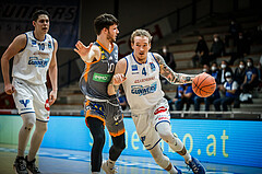 Basketball, bet-at-home Basketball Superliga 2021/22, Grunddurchgang Runde 16, Oberwart Gunners, Klosterneuburg Dukes, Travis Atson (4)