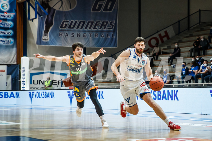 Basketball, bet-at-home Basketball Superliga 2021/22, Grunddurchgang Runde 16, Oberwart Gunners, Klosterneuburg Dukes, Ioannis Chatzinikolas (11)