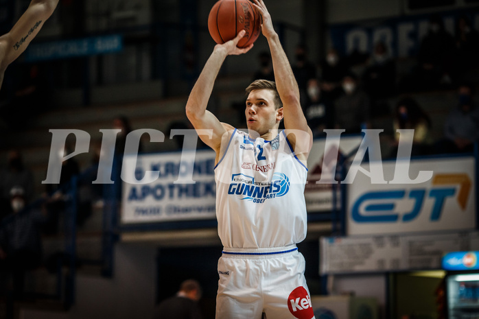 Basketball, bet-at-home Basketball Superliga 2021/22, Grunddurchgang Runde 16, Oberwart Gunners, Klosterneuburg Dukes, Jonathan Knessl (12)