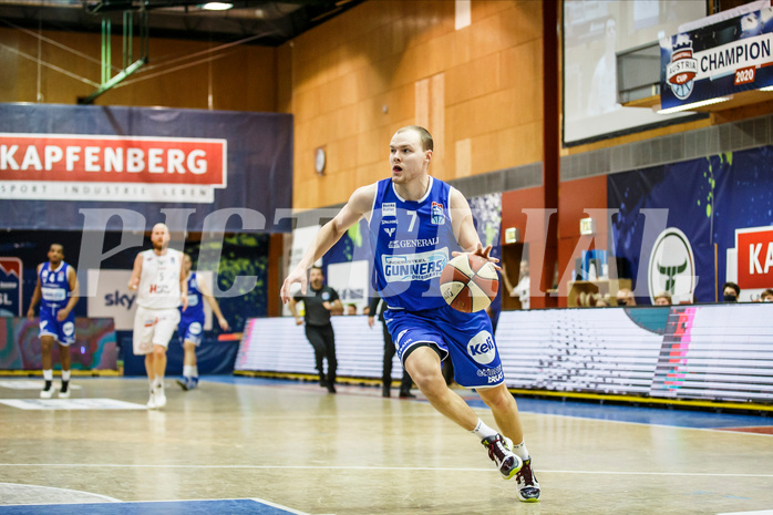 Basketball, bet-at-home Basketball Superliga 2020/21, Grunddurchgang 10.Runde, Kapfenberg Bulls, Oberwart Gunners, Sebastian Käferle (7)
