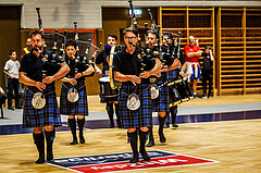 Basketball, win2day Basketball Superliga 2023/224, Grunddurchgang Runde 2, BBC Nord Dragonz, Flyers Wels, Caledonian Pipes and Drums Burgenland