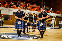 Basketball, win2day Basketball Superliga 2023/224, Grunddurchgang Runde 2, BBC Nord Dragonz, Flyers Wels, Caledonian Pipes and Drums Burgenland