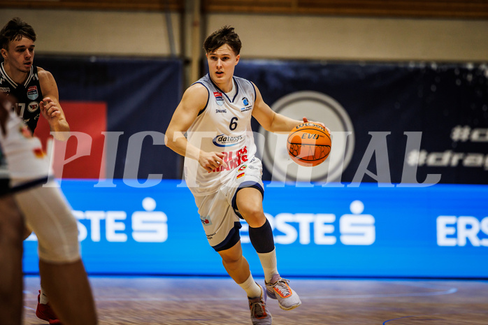 Basketball, win2day Basketball Superliga 2023/224, Grunddurchgang Runde 2, BBC Nord Dragonz, Flyers Wels, Valentin Pasterk (6)
