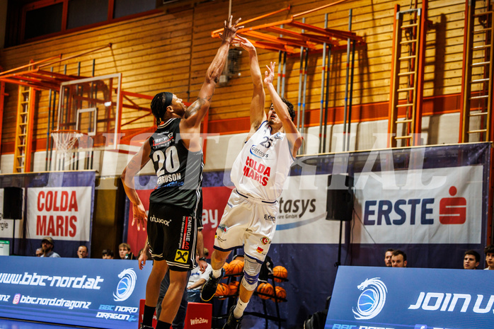 Basketball, win2day Basketball Superliga 2023/224, Grunddurchgang Runde 2, BBC Nord Dragonz, Flyers Wels, Lukas Hahn (25)