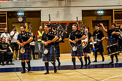 Basketball, win2day Basketball Superliga 2023/224, Grunddurchgang Runde 2, BBC Nord Dragonz, Flyers Wels, Caledonian Pipes and Drums Burgenland