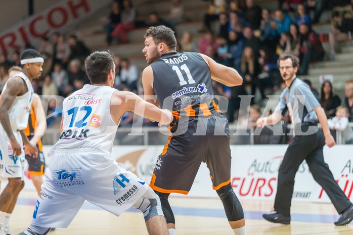 Basketball, ABL 2016/17, Grunddurchgang 22.Runde, Oberwart Gunners, Klosterneuburg Dukes, Jozo Rados (11), Benjamin Blazevic (12)
