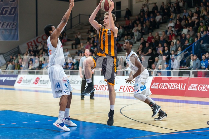Basketball, ABL 2016/17, Grunddurchgang 22.Runde, Oberwart Gunners, Klosterneuburg Dukes, Juri Blazevic (19), Andell Cumberbatch (13)