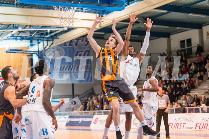 Basketball, ABL 2016/17, Grunddurchgang 22.Runde, Oberwart Gunners, Klosterneuburg Dukes, Juri Blazevic (19), Andell Cumberbatch (13)