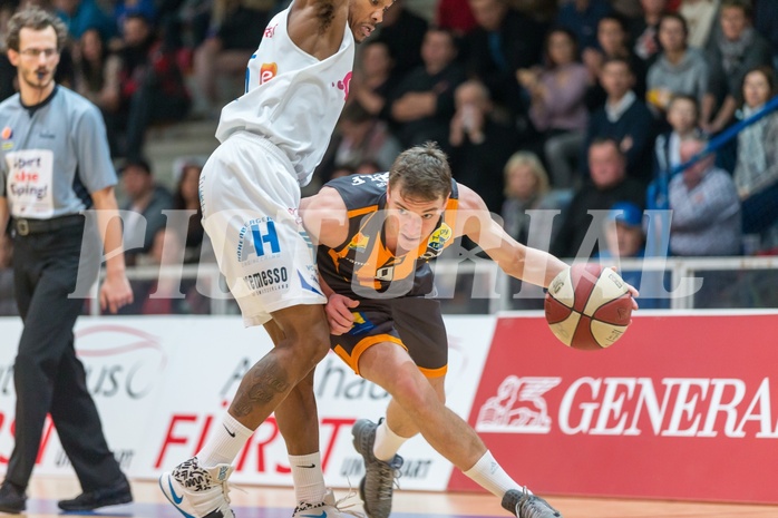 Basketball, ABL 2016/17, Grunddurchgang 22.Runde, Oberwart Gunners, Klosterneuburg Dukes, Clemens Leydolf (9), Derek Jackson Jr. (6)