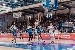 Basketball, Basketball Superliga 2023/24 , F 2, Oberwart Gunners, UBSC Graz, Avery Diggs (8), Christian Brandon (18), Daniel Koeppel (14), Fran Vidovic (17), Jonathan Knessl (12)