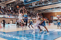 Basketball, Basketball Superliga 2023/24 , F 2, Oberwart Gunners, UBSC Graz, Edi Patekar (9), Christian Brandon (18), Fran Vidovic (17), Daniel Koeppel (14), Jalen Shaw (6)