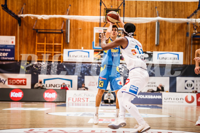 Basketball, bet-at-home Basketball Superliga 2020/21, Grunddurchgang, 6. Runde, Oberwart Gunners, SKN St. Pölten Basketball, Kostas Oikonomopouluos (25)