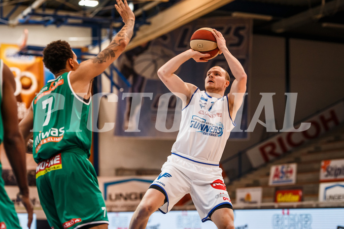 Basketball, bet-at-home Basketball Superliga 2020/21, Platzierungsrunde, 4. Runde, Oberwart Gunners, Kapfenberg Bulls, Sebastian Käferle (7)