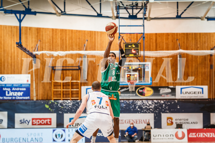Basketball, bet-at-home Basketball Superliga 2020/21, Platzierungsrunde, 4. Runde, Oberwart Gunners, Kapfenberg Bulls, Eric McClellan (8)