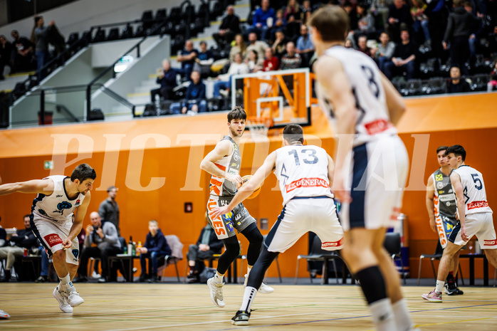 Basketball, Win2Day Superliga 2023/24, Grunddurchgang 14.Runde, Vienna Timberwolves, Klosterneuburg Dukes, Lennart Burgemeister (10)