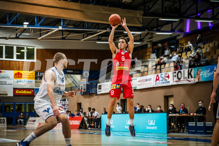 Basketball, bet-at-home Basketball Superliga 2021/22, Grunddurchgang Runde 10, Oberwart Gunners, Traiskirchen Lions, Lukas Hahn (9)
