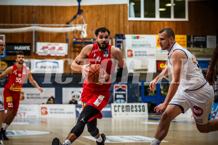 Basketball, bet-at-home Basketball Superliga 2021/22, Grunddurchgang Runde 10, Oberwart Gunners, Traiskirchen Lions, Aaron Michael Falzon (13)