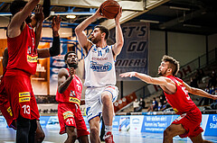 Basketball, bet-at-home Basketball Superliga 2021/22, Grunddurchgang Runde 10, Oberwart Gunners, Traiskirchen Lions, Ioannis Chatzinikolas (11)