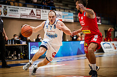 Basketball, bet-at-home Basketball Superliga 2021/22, Grunddurchgang Runde 10, Oberwart Gunners, Traiskirchen Lions, Sebastian Käferle (7)