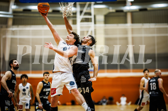 Basketball, Basketball Zweite Liga 2024/25, Grunddurchgang 8.Runde, Vienna Timberwolves, Güssing Blackbirds, Philipp D'Angelo (9), Christoph Astl (14)