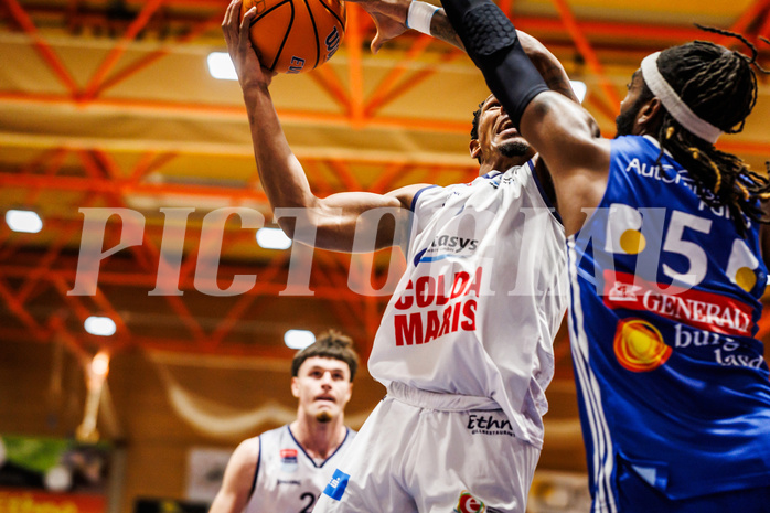 Basketball, win2day Basketball Superliga 2024/25, Grunddurchgang Runde 9, BBC Nord Dragonz, Oberwart Gunners, Rayshawn Mart (3)