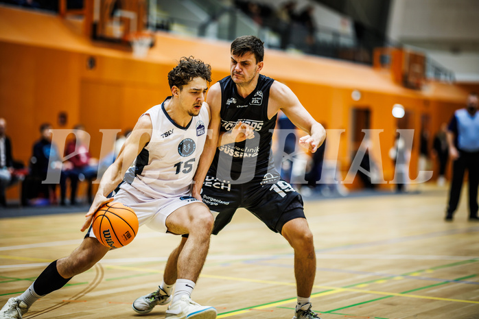 Basketball, Basketball Zweite Liga 2024/25, Grunddurchgang 8.Runde, Vienna Timberwolves, Güssing Blackbirds, Corneluis Stubenvoll (15), Jakob Ernst (19)