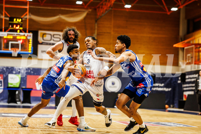 Basketball, win2day Basketball Superliga 2024/25, Grunddurchgang Runde 9, BBC Nord Dragonz, Oberwart Gunners, Rayshawn Mart (3)