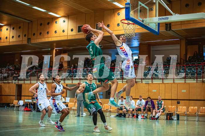 Basketball, Basketball Zweite Liga 2022/23, Playdown Spiel 5, Vienna United, Future Team Steiermark, Leonhard Siegmund (5), Oleksandr Ponosov (7)