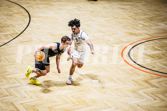 Basketball, Basketball Zweite Liga 2023/24, Grunddurchgang 17.Runde, Basket Flames, Union Deutsch Wagram Alligators, Simon Marek (11), Dean-Leon Cantor (9)