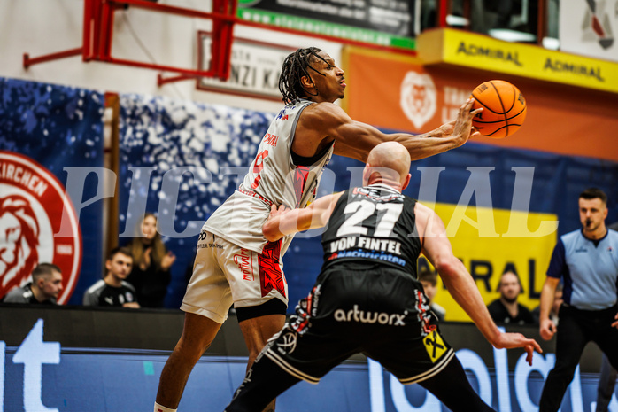 Basketball, win2day Basketball Superliga 2023/24, Grunddurchgang 21.Runde, Traiskirchen Lions, Flyers Wels, Demarcus Demonia (4)