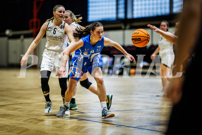 Basketball, Win2Day Basketball Damen Superliga 2023/24, Grunddurchgang 12.Runde, Basket Flames, DBB LZ OÖ, Lena Eichler (6), Ivona Pilic (15)