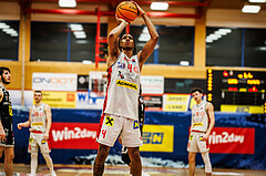 Basketball, win2day Basketball Superliga 2023/24, Grunddurchgang 21.Runde, Traiskirchen Lions, Flyers Wels, Demarcus Demonia (4)