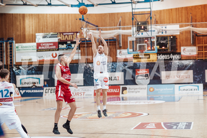 Basketball, Basketball Superliga 2023/24, Qualifikationsrunde 1., Oberwart Gunners, BC Vienna, Aron Stazic (21), Sebastian Kaeferle (7)