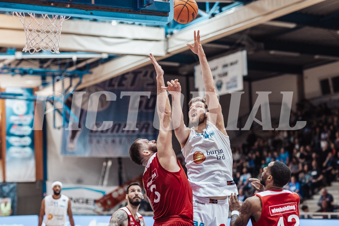 Basketball, Basketball Superliga 2023/24, Qualifikationsrunde 1., Oberwart Gunners, BC Vienna, Jozo Rados (3), Daniel Koeppel (14), Demarkus Stuckey Jr. (42)