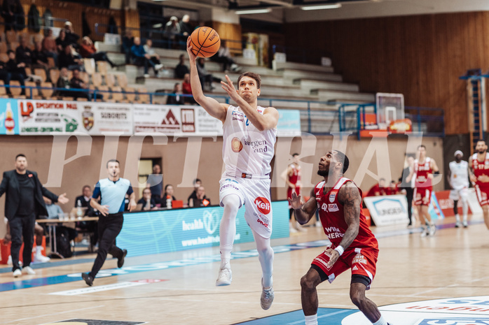 Basketball, Basketball Superliga 2023/24, Qualifikationsrunde 1., Oberwart Gunners, BC Vienna, Jonathan Knessl (12), Demarkus Stuckey Jr. (42)
