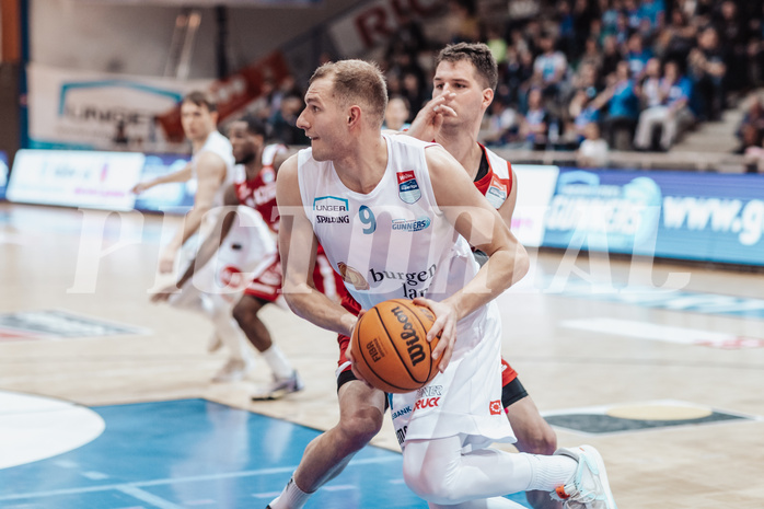 Basketball, Basketball Superliga 2023/24, Qualifikationsrunde 1., Oberwart Gunners, BC Vienna, Davor Konjevic (31), Edi Patekar (9)