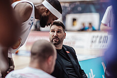 Basketball, Basketball Superliga 2023/24, Qualifikationsrunde 1., Oberwart Gunners, BC Vienna, Horst Leitner (Head Coach)