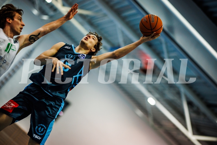 Basketball, Basketball Zweite Liga 2024/25, Grunddurchgang 13.Runde, UDW Alligators, Vienna Timberwolves, Simon Marek (11), Corneluis Stubenvoll (15)