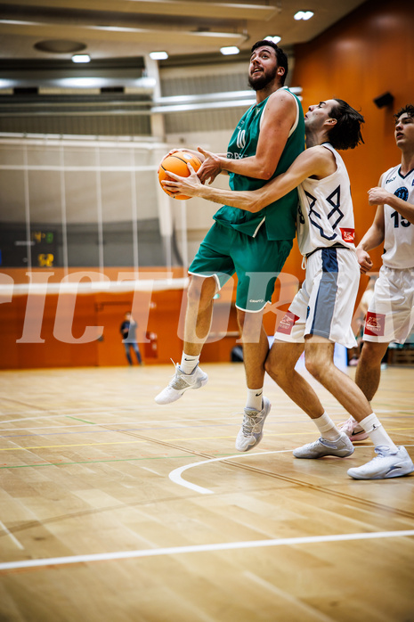 Basketball, Basketball Zweite Liga 2024/25, Grunddurchgang 14.Runde, Vienna Timberwolves, KOS Celovec, Veljko Dena (10), Vincent Balau (8)