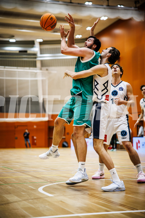Basketball, Basketball Zweite Liga 2024/25, Grunddurchgang 14.Runde, Vienna Timberwolves, KOS Celovec, Veljko Dena (10), Vincent Balau (8)