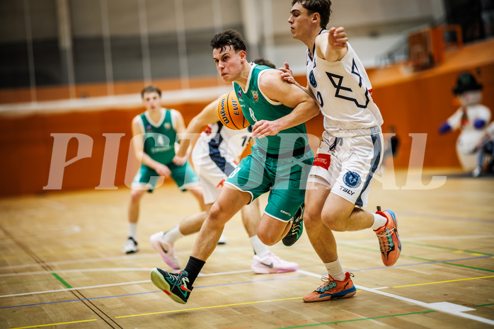 Basketball, Basketball Zweite Liga 2024/25, Grunddurchgang 14.Runde, Vienna Timberwolves, KOS Celovec, Lorenz Windisch (8), Valentin Siegmund (0)