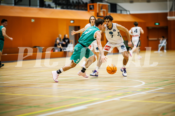 Basketball, Basketball Zweite Liga 2024/25, Grunddurchgang 14.Runde, Vienna Timberwolves, KOS Celovec, Niklas Michel (3), Armin Karian (7)